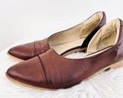 JG Brown Faux Leather Side Cut Out Slip On Thick Comfort Flats Dress Shoes Sz 10