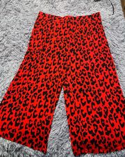 Leopard Print Wide Leg Capri Pant