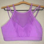 Lorna Jane Lavender High Neck Mesh Strappy Sports Bra Size M