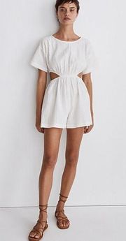 MADEWELL NWOT Cutout Romper in Seersucker XL Cream