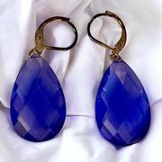 Vintage Joan Rivers blue faceted tear drop earrings