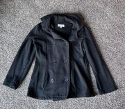 Black hooded Peacoat size Medium