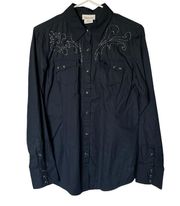 NEW Ariat HolidayBeaded Button Down Shirt In Twilight Navy Blue Almost Black Med