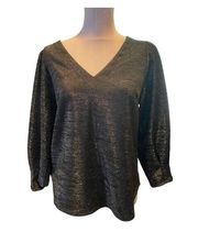 RO & DE Black Sparkle Blouse Size S