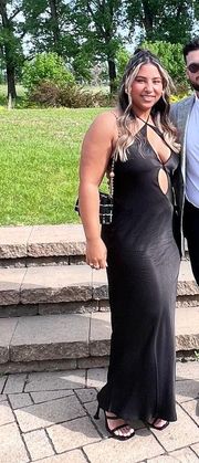 Black Satin Maxi Dress