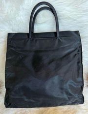 Vintage PRADA Tessuto Black Nylon Tote commuter Bag