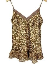 Y2k Valerie Sevens Cheetah Print Satin Ruffle Camisole Medium