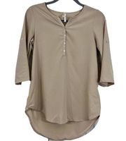 Truth NYC Cream Short 3/4 Sleeve Roll Up Sleeve Blouse Size: Small