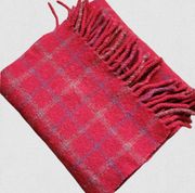 GAP red plaid lambs wool fringed rectangle scarf