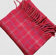 Gap  red plaid lambs wool fringed rectangle scarf