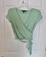 Green wrap crop top