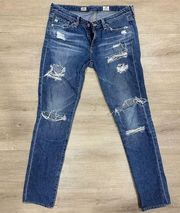 AG ADRIANO GOLDSCHMIED STILT CIGARETTE LEG distressed JEANS size 27r