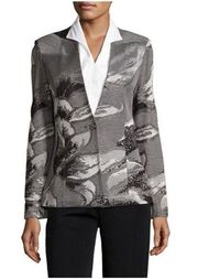 MISOOK Floral Knit Cardigan/Blazer one button size M Acrylic/Rayon blend