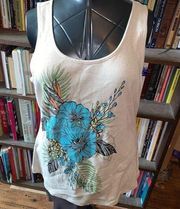 Lane Bryant tropical painted 18/20 tan ribbed tank top