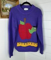 Vintage Stitch Knits by Sew Classic Teacher Sweater Apple Purple Size Medium