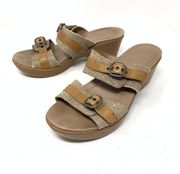 Dansko Women's Size 39 US 8.5-9 Jessie Lizard Leather Wedge Comfort Sandal Tan