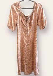 Sincerely Jules Midi Patterned Light Pink Dress - Size Medium