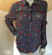 New! Zac & Rachel silky ruffle button down