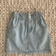 Paper Bag Waist Denim Skirt