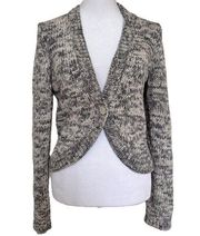 Chunky Knit Short Cardigan Size M Gray Y2K 100% Cotton