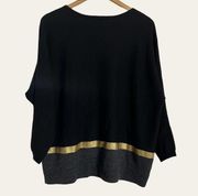 Maje Black & Gold Wool Cashmere Oversized Sweater Size 2