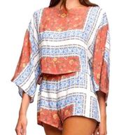 NWT OVERSIZED  Split Back Tasha Kimono Styled Floral Printed Romper