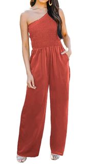 Rust One Shoulder Jumpsuit