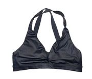 Black Metallic Strappy Back Triangle Sports Bra