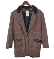 Harve Benard By Benard Holtzman 100% Wool Blazer Red Tan Houndstooth Size 6