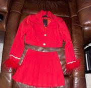 Fashion Nova Shannon Blazer Skirt Set - Red