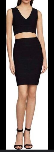 BCBG MaxAzria Alexa Bandage Skirt High Rise Bodycon Black Extra Small Pull On
