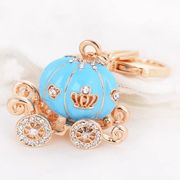 NEW Cinderella's Crown Pumpkin Coach Bedazlled w Crystals Bag Charm Keychain