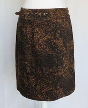 New Harve Benard Brown Animal Print Pencil Skirt with Belt size 12