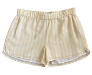 FEMME Striped Yellow White 100% Silk Shorts Small