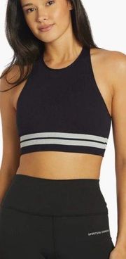 Spiritual Gangster Navy High Neck Heathered Seamless Cropped Top Size M/L NWT