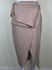 Lavish Alice Lined Asymmetrical Beige Skirt