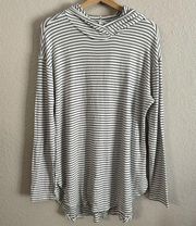 Anthropologie Daily Ritual Pull Over Lightweight Striped Hoodie Sweater size XL