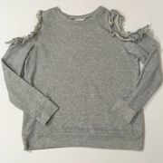 Caslon Ruffle Trim Cold Shoulder Sweatshirt - Gray