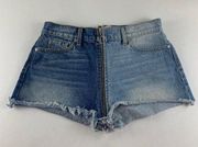 Revice Distressed Denim Ying Yang Zipper Cutoff Jean Shorts 29