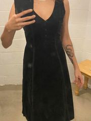 Black Vintage Velvet Midi Dress