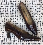 Yves Saint Laurent Patent Leather Croc Heel Narrow