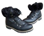 Catherine Malandrino Hershey Faux Fur Lace Up Combat Boots Black Womens Size 10