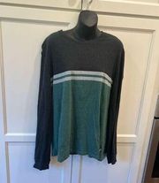 Fat Face green & black striped classic large cotton long-sleeve t-shirt FatFace