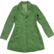 Adriana Light Weight Twill Peacoat Jacket Coat Fitted Green - Junior's - Medium