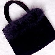 Gap Burgundy Fur Trim Velvet Mini Bag