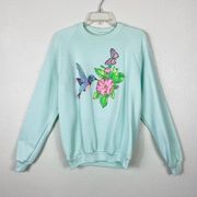 Vintage 80’s Mint Turquoise Hummingbird Sweatshirt