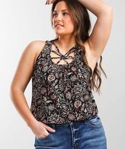 Daytrip floral cut out tank top size M