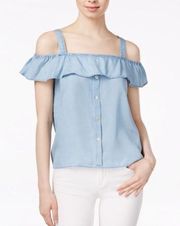 NWT Maison Jules cold shoulder chambray tank top