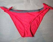 NWOT Lemlem Hot Coral Lena String Tie Side Women Medium Summer Bikini Bottom