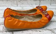 VERSACE Medusa Medallion Flats Orange/Red Color-block Ballerina Flats Size 41